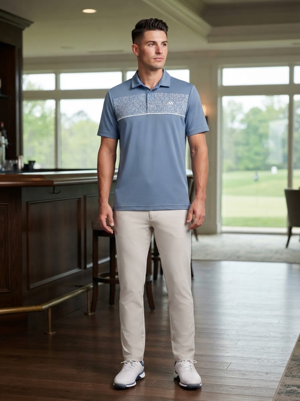 Men's Adidas Blue Short-Sleeve Golf Polo Shirt